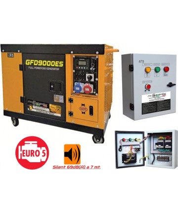 Gruppo elettrogeno generatore di corrente 10kVA Automatico Diesel "EURO 5" Silenziato "FULL POWER" mod. GFD9000ES + GATS8.5